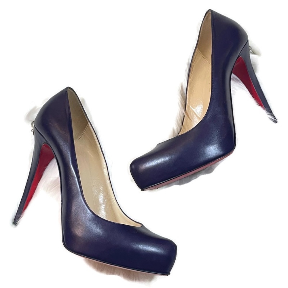 Christian Louboutin Rolandzip Purple Leather Heels